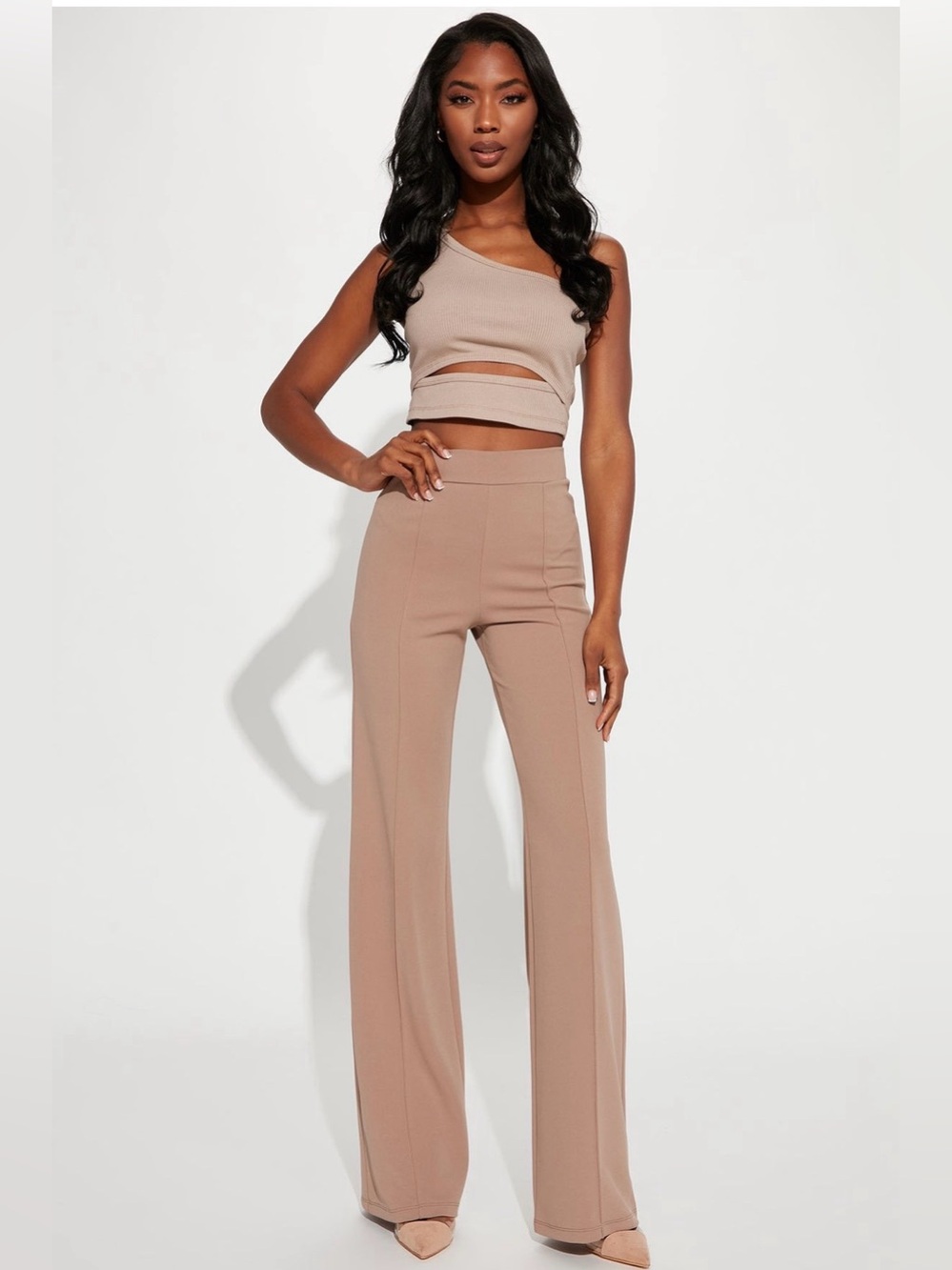 Tall High-Rise Wide-Leg Pants - Taupe
